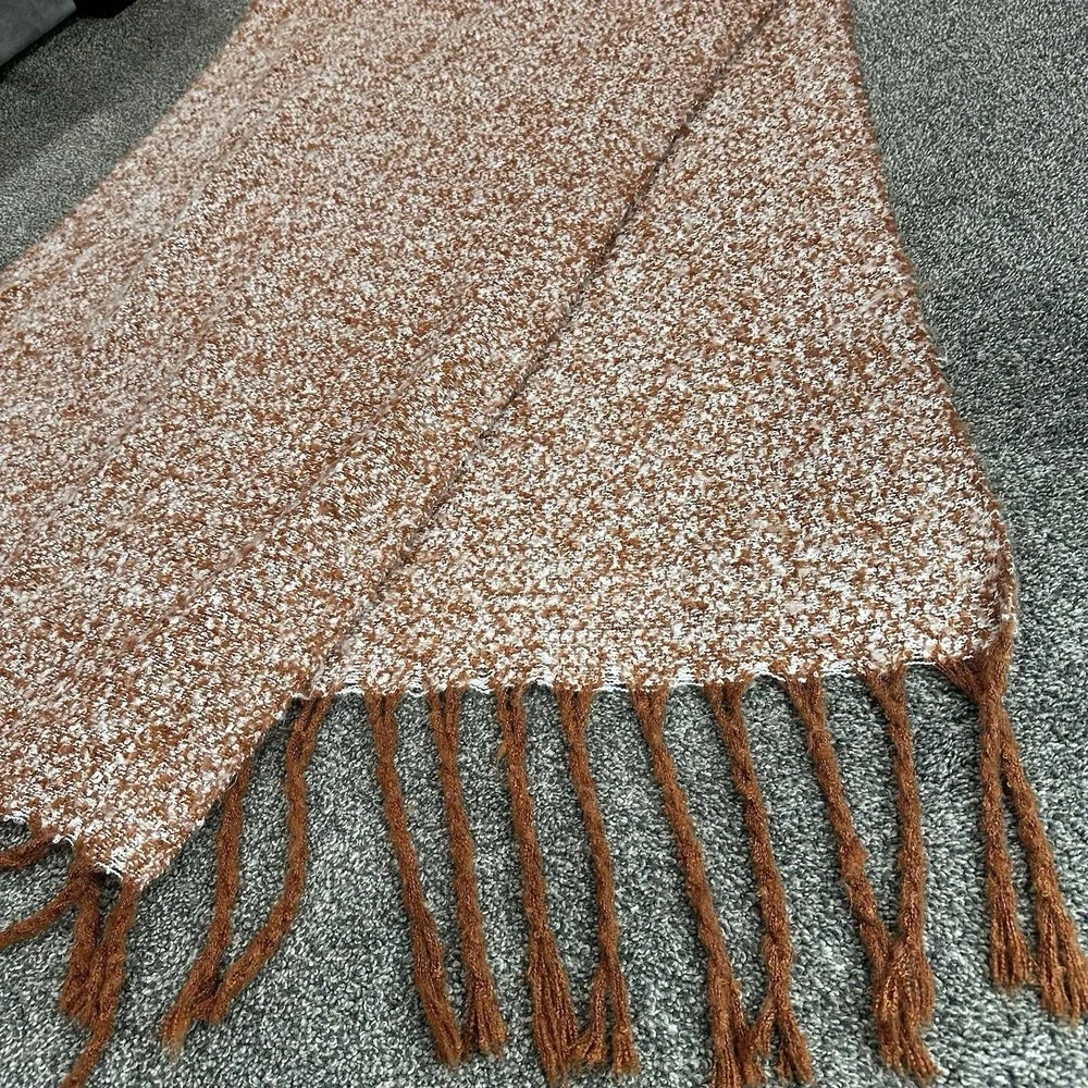 Mixit Chunky Soft Luxury Thick Knit Orange White‎ Scarf Wrap 22in X 70in Warm